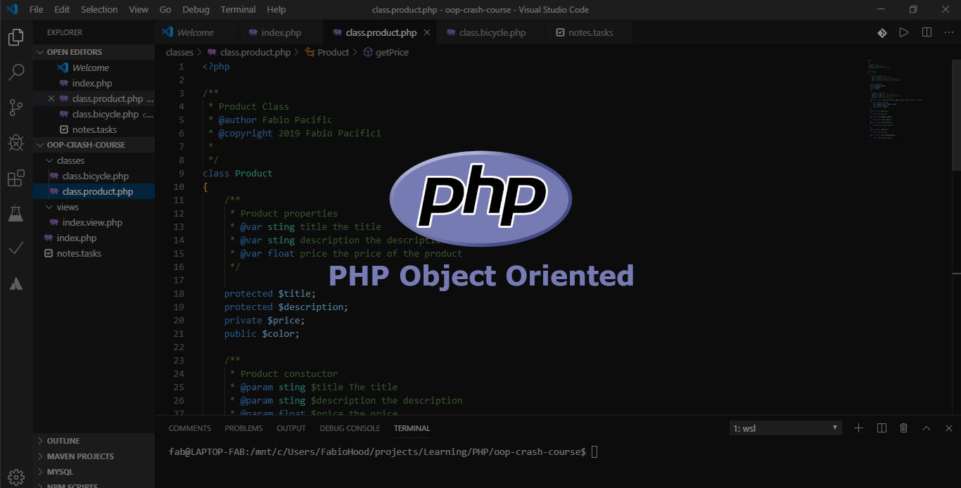 PHP Object Oriented Crash Course Image