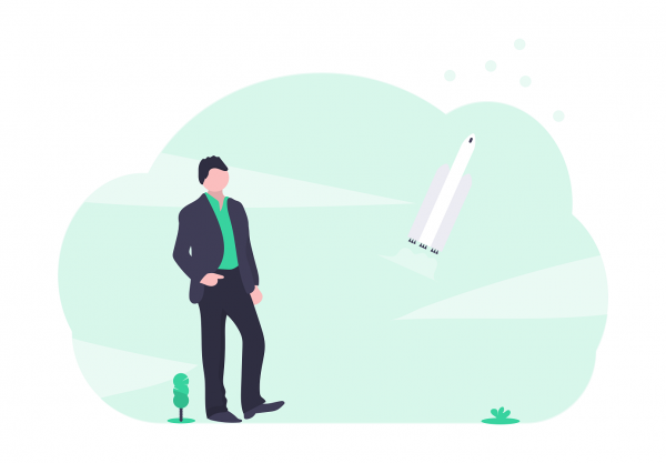 business green hosting performance rockets in the sky image